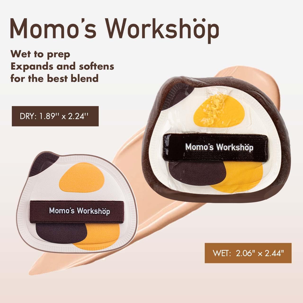 Tricolor Cat Puffs, Makeup Sponges Set, Dry&Wet Dual-Use Foundation Sponge, Expands 1.3x When Wet for Cream Foundation/Liquid Blush/Highlighter,2pcs Puffs & Storage Case-BrightBean Baby