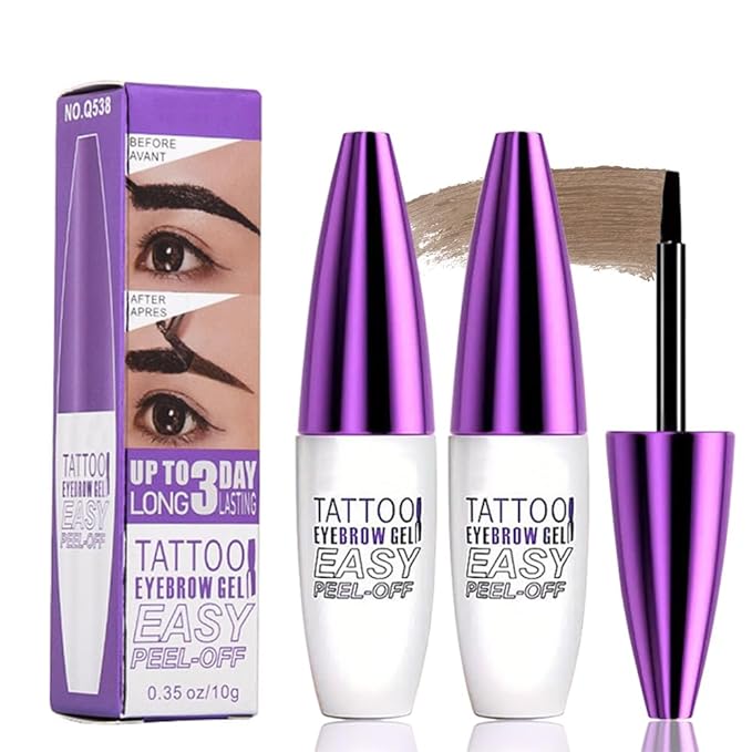 2Pcs Light Brown Peel Off Brow Tint Gel - Waterproof & Sweatproof Tattoo Effect, Transfer-Resistant Multi-Day Wear, All Skin Types Mother’s Day Gift Set-BrightBean Baby