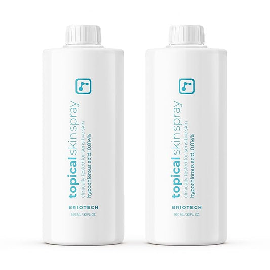 BRIOTECH Topical Skin Spray, Hypochlorous Acid for Sensitive Skin, HOCl Facial Mist, Full Body Support Against Irritation, Calm Redness, Soothe Foot & Scalp, 32 oz Refill (2 Pack)-BrightBean Baby