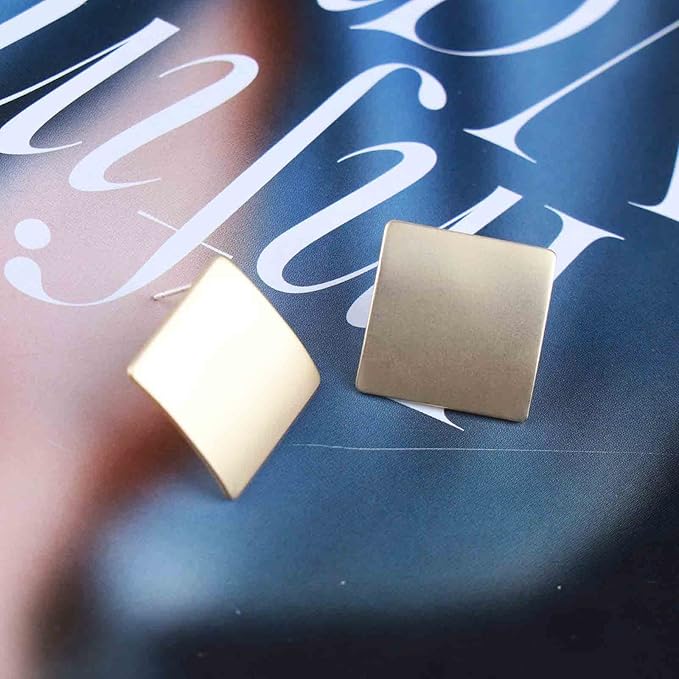 Vintage Square Stud Earrings Square Shape Earrings Geometric Gold Earrings Minimalist Earrings Jewelry for Women and Girls-BrightBean Baby