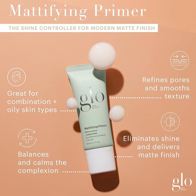 Glo Skin Beauty Mattifying Primer with Niacinamide – Eliminate Shine and Refine Pores for Smoother Makeup Application, for Combination & Oily Skin, Matte Finish-BrightBean Baby