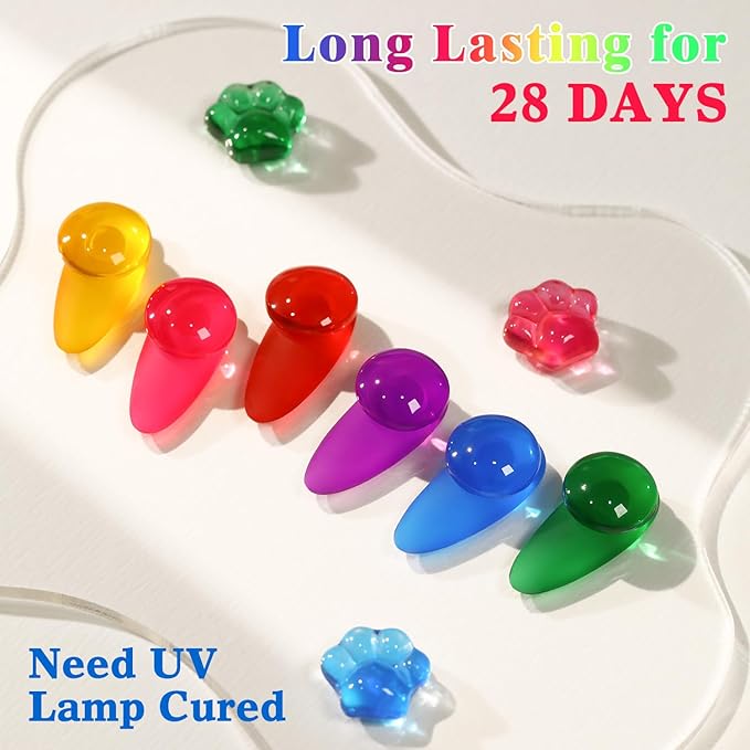 Double Rhythm 6 Pcs 15 ML Gel Polish Set Same Color Same Bottle Soak Off Gel Polish Kit Nail Art Manicure Salon DIY at Home for Women (Jelly Yellow Pink Red Purple Blue-T6-25)-BrightBean Baby