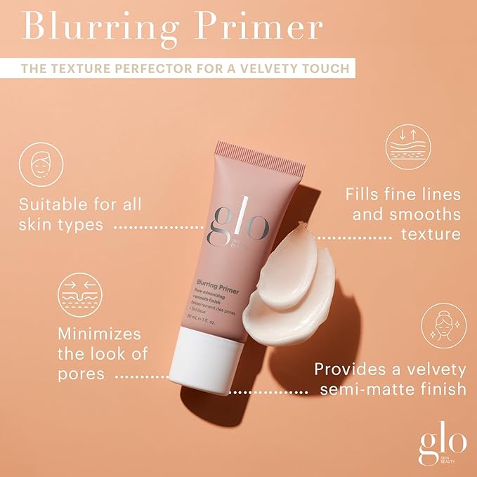 Glo Skin Beauty Blurring Primer with Ceramides – Minimize Pores & Fine Lines for Smoother Makeup Application, for All Skin Types, Semi-Matte Finish-BrightBean Baby