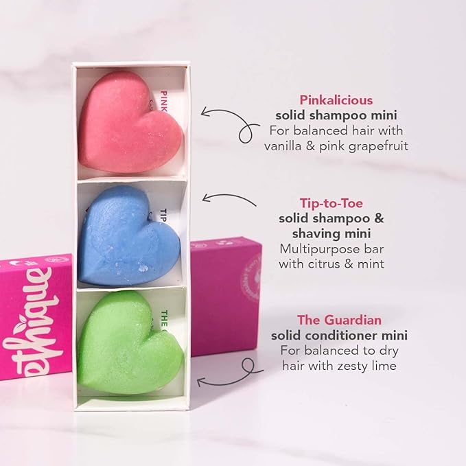 Ethique Discovery Pack for Balanced Hair - Shampoo & Conditioner - Plastic-Free, Vegan, Cruelty-Free, Eco-Friendly, 3 Travel Bars, 1.59 oz (Pack of 1)-BrightBean Baby