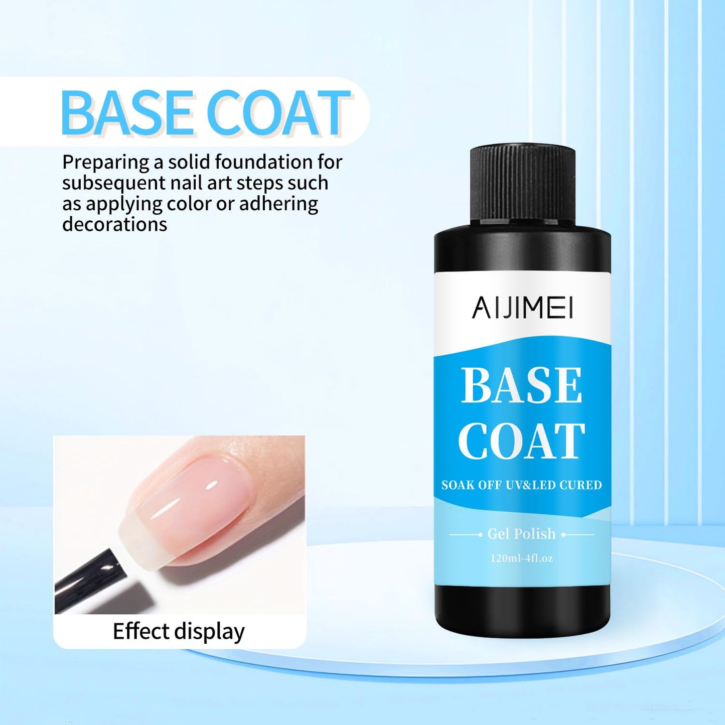 AIJIMEI 120ml Base Coat Quick Dry Basecoat for Nails 4oz For Base Coat Gel Nail Polish for Nail Art Salon Home DIY LongLasting-BrightBean Baby