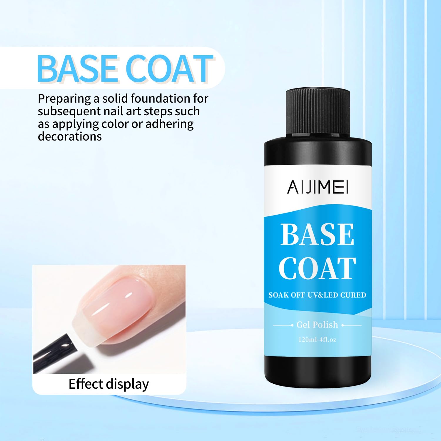 AIJIMEI 120ml Base Coat Quick Dry Basecoat for Nails 4oz For Base Coat Gel Nail Polish for Nail Art Salon Home DIY LongLasting-BrightBean Baby