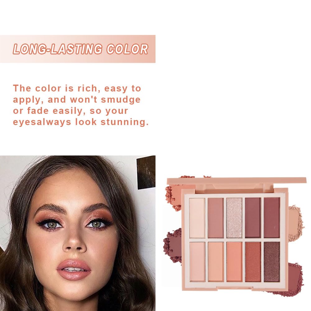 Neutral Natural Eye Shadow Palette,Matte Nude Pink Brown Naked Cream Eyeshadow Palette,Make Up Pallets for Women Natural Eyeshadow for Eyes Long Lasting Naturing-Looking-BrightBean Baby