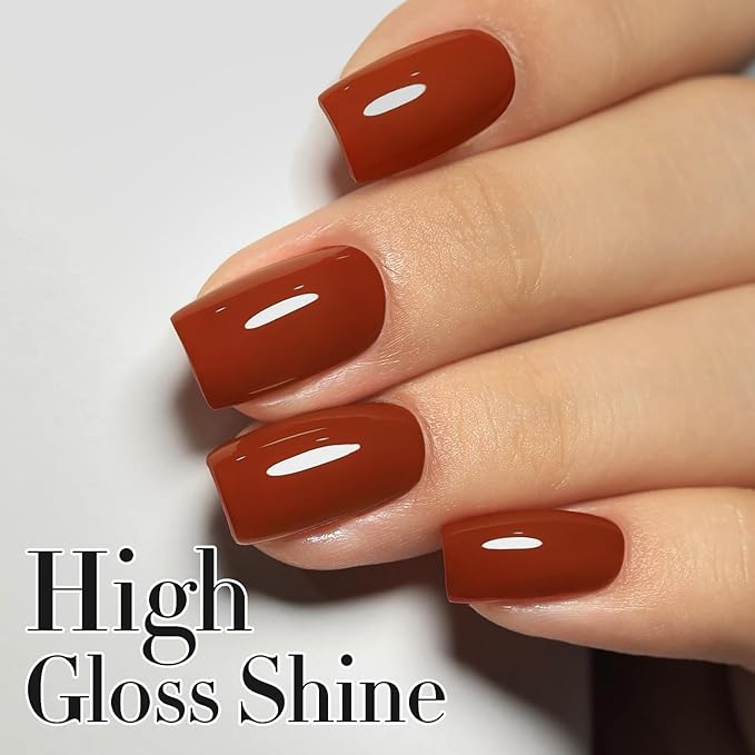 Double Rhythm Translucent Gel Polish Sheer Neutral Natural Light Milky Same Color Same Bottle 15ML Jelly UV Polish Nail Art DIY at Home (Brick Red-A1488)-BrightBean Baby