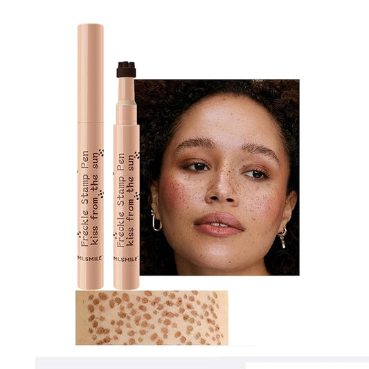 AKARY Stamp Freckle Pen Natural Lifelike Fake Freckles Makeup, Waterproof Long Lasting Quick Dry 5 Comb Corners Natural Like Face Freckle Makeup Pen for Effortless Sunkissed Makeup, 03-Chestnut-BrightBean Baby