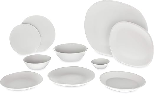 Carlisle FoodService Products Ridge Resuable Plastic Platter Oblong Platter for Home and Restaurant, Melamine, 18 Inches, Cement, (Pack of 6)