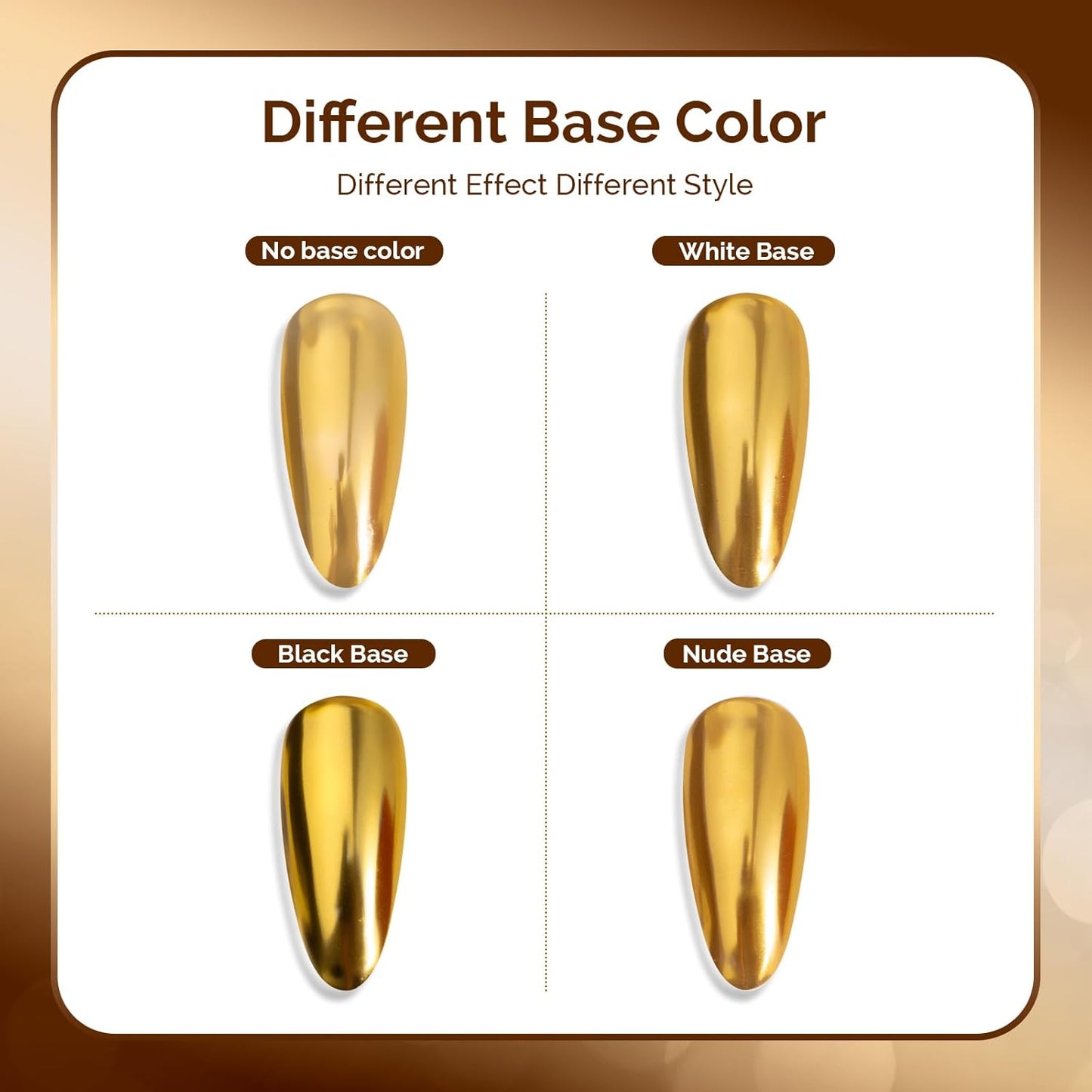 MelodySusie Gold Chrome Nail Powder for Gel Nails,Metallic Mirror Effect Pigment Stylish and Technological Fine Glitter for Home DIY Salon Use-BrightBean Baby