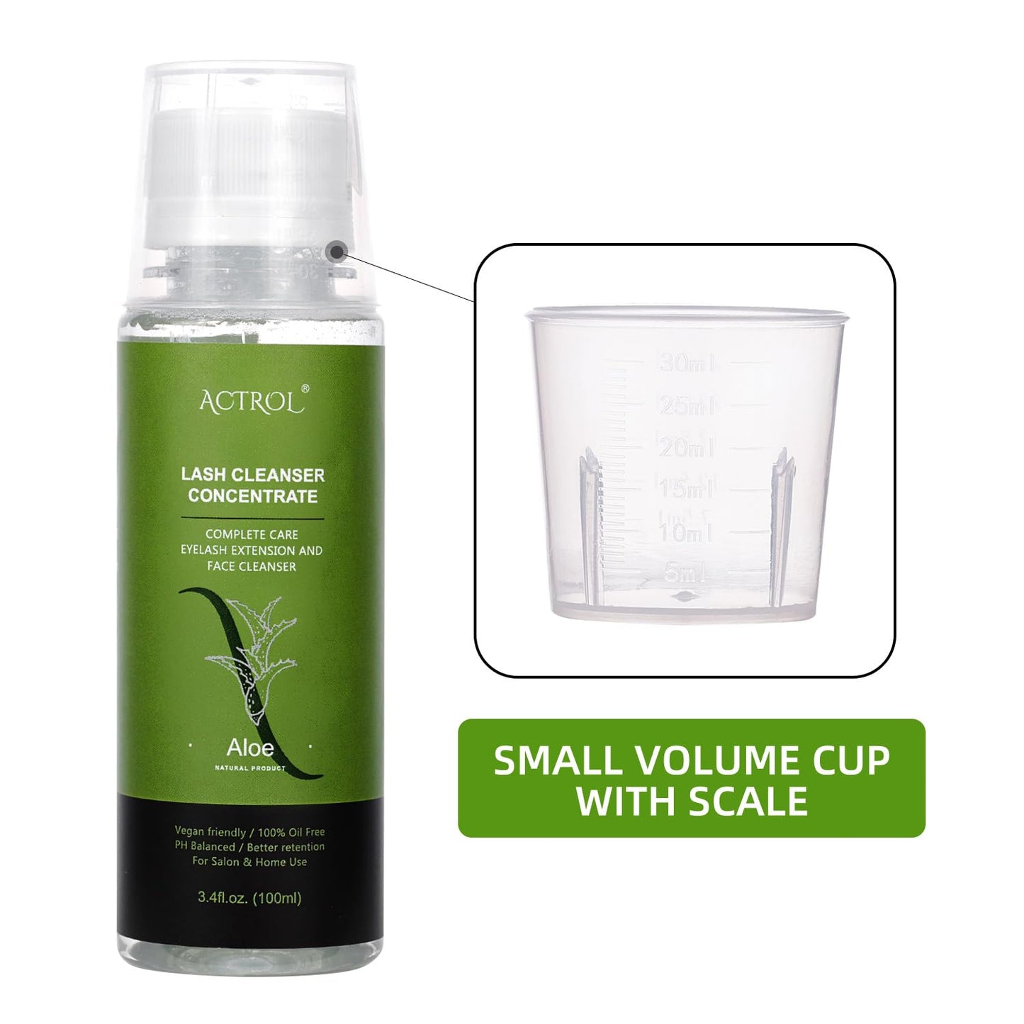 Eyelash Shampoo Concentrate 100ml Lash Extensions Cleanser Concentrate Aloe Foaming Shampoo DIY Paraben & Sulfate Free Wash for Extensions Lashes with Salon Home Care-Makes-BrightBean Baby