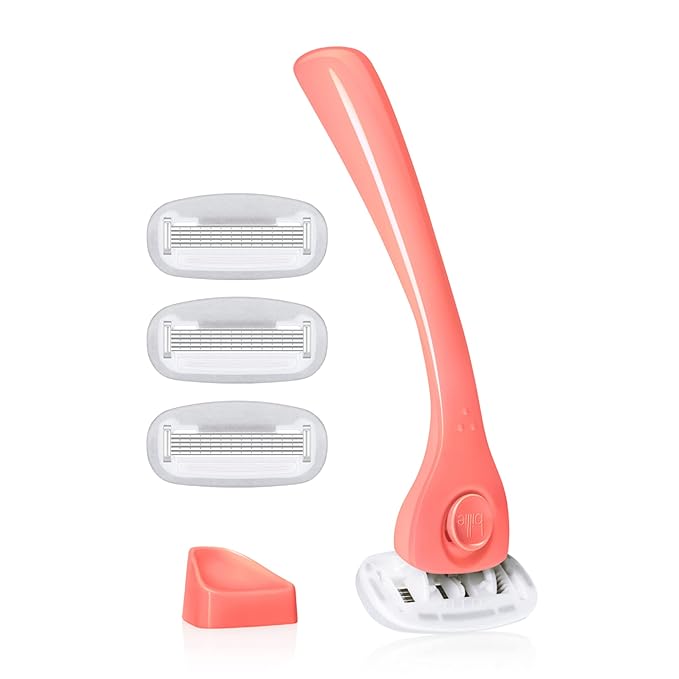 Billie Razors for Women Shave Kit – Women’s Razor + 4 x 5-Blade Razor Refills + Magnetic Holder – Coral-BrightBean Baby