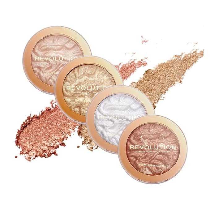 Revolution Beauty, Reloaded Pressed Powder Highlighter, Intensely Pigmented for a High Impact Dewy Finish, Just My Type, 0.22 Oz.-BrightBean Baby