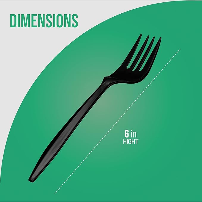 1,000 Plastic Disposable Forks Bulk Black Medium Weight Disposable Silverware Plastic Cutlery Fork