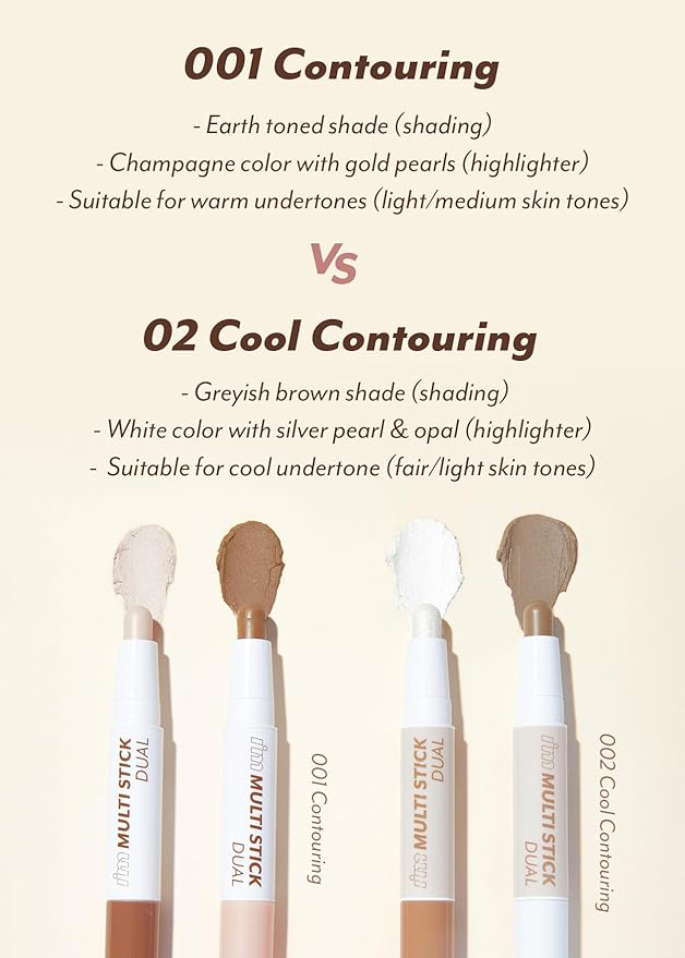 I'M MEME I'm Multi Stick Dual | Two Shade Shading and Highlighting Matte Finish | Suitable for Beginners Portable Size | 002 Cool Contouring-BrightBean Baby