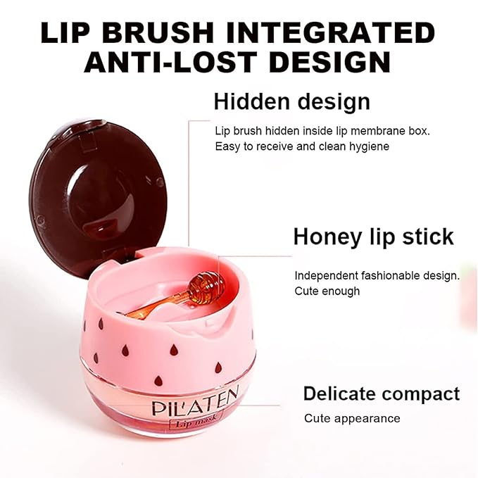 2PCS Bee Lip Balm Lip Balm Honey Pot, Strawberry Sleeping Lip Mask,Moisturizing Lip Balm with Stick,Hydrating & Prevention Dry and Cracked Lip Scrubs Exfoliator Lip Care Products(Strawberry)-BrightBean Baby