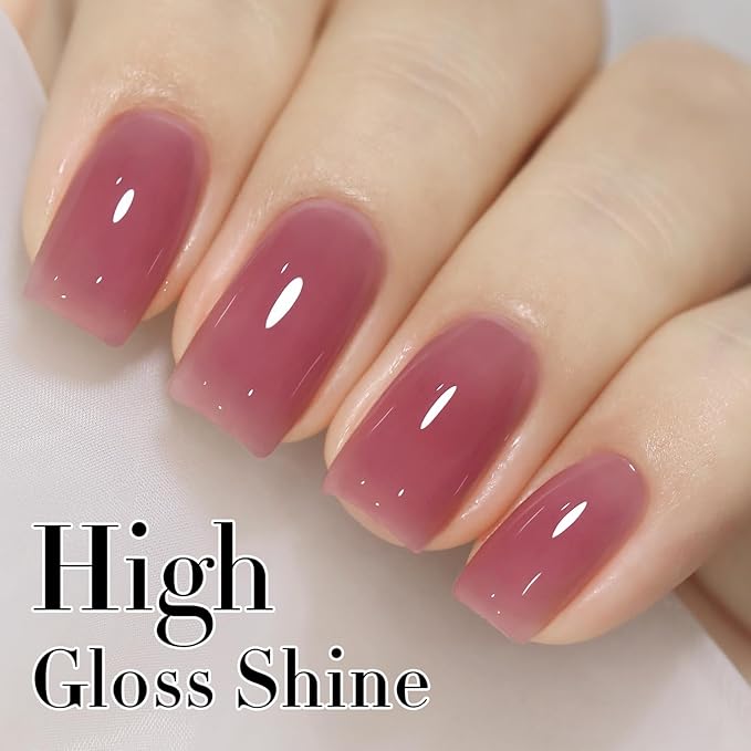 Double Rhythm 0.50 OZ Translucent Gel Polish Same Color Same Bottle Sheer Pastel Neutral Natural Milky 15 ML Jelly UV Nail Art DIY at Home (Light Plum-A1530)-BrightBean Baby