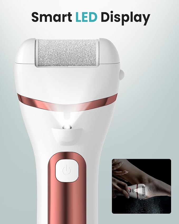 PUBOO Foot Callus Remover Electric 10000 RPM 3-Speed IPX7 Rechargeable Pedicure Kit for Hard Skin Women & Men. Portable Multi-Roller File Grinder Sander Scrubber with LED Display for Wet & Dry Feet-BrightBean Baby
