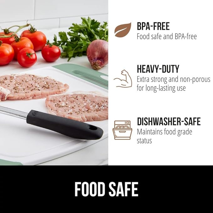 GORILLA GRIP BPA-Free Reversible Kitchen Cutting Board Set of 3, US Designed, Nonporous, Juice Grooves Catch Liquid, Slip Resistant Border, Dishwasher Safe Large Food Chopping Boards, Gray Mint Pink