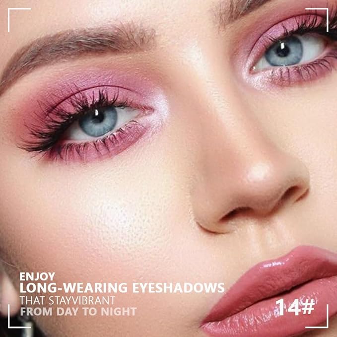 Powder Eyeshadow Quad, Rose Pink Chocolate Brown Shimmer Eye Shadow Palette Makeup, Neutral Vegan Matte Quads Eye Shadow Palette for Older Women Pigmented Waterproof, paleta de sombras de ojos-BrightBean Baby
