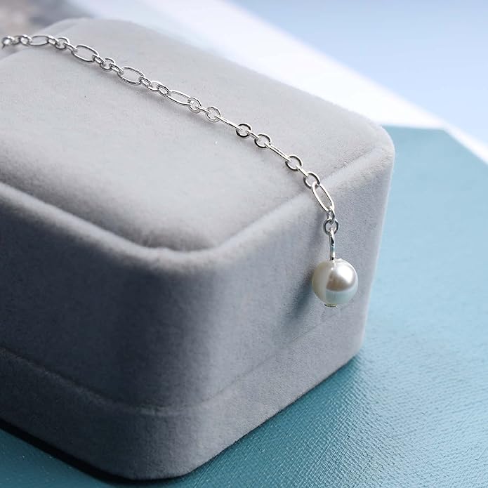 Boho Long Pearl Necklace Gold Lariat Y Necklace Choker Pearl Pendant Necklace Vintage Minimalist Necklace Chain Jewelry for Women and Girls-BrightBean Baby