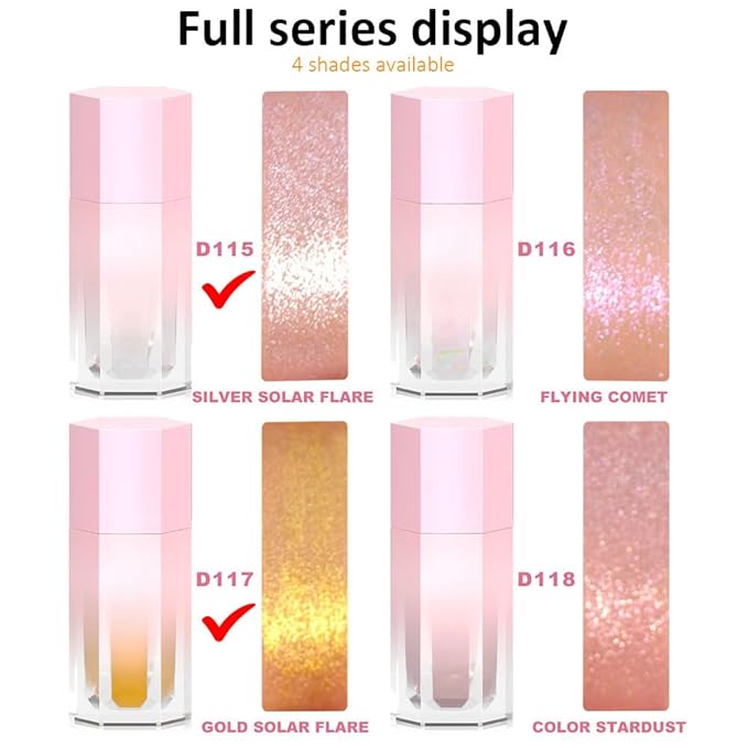 evpct Light Liquid Face Highlighter Makeup Waterproof Long Lasting Pearl White Gold Glimmer Glow Sparkly Glitter Body Shimmer Oil Liquid Luminizer Stick Highlight Illuminator for Face Body Cheeks Eye-BrightBean Baby