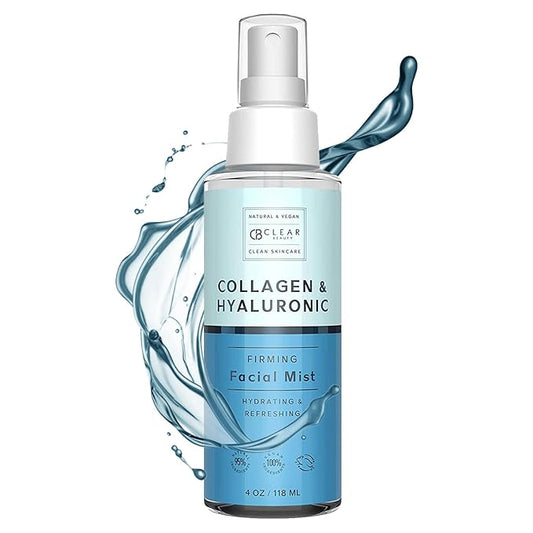 Hyaluronic Acid & Collagen Face Mist - Dermatologist Tested, Moisturizes & Tones Skin, Anti-Aging, Natural Ingredients, Cruelty-Free, 95% Natural - All Skin Types - 4 OZ-BrightBean Baby