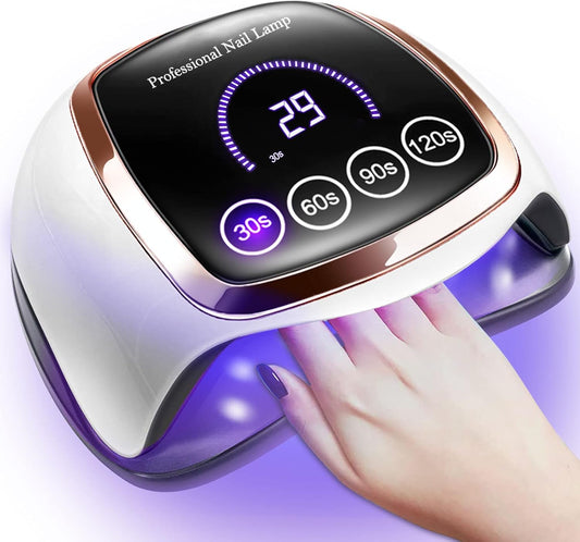 UV LED Nail Lamp, Gugusure 168W Nail Curing Lamps for Home & Salon, Led Nail Dryer for Gel Polish with Automatic Sensor/4 Timer Setting, Professional Nail Art Tools for Fingernail and Toenail Nail-BrightBean Baby