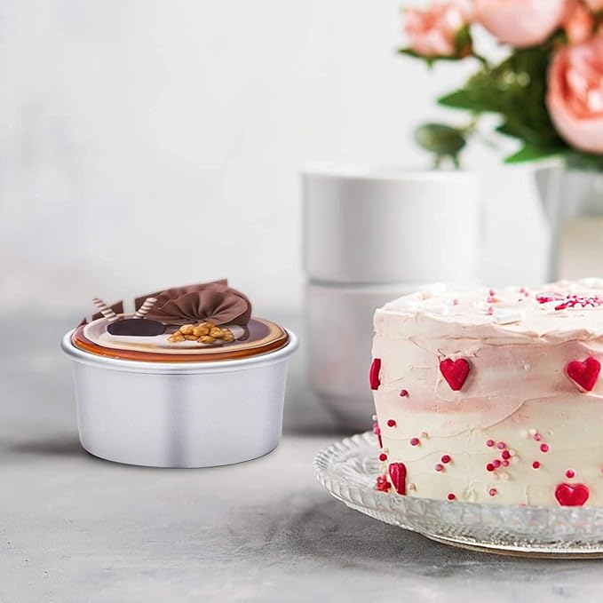 HomeMall 4 x 2 inch Round Cake Pan Set of 4, Aluminum Baking Pans for Mini Cakes, Heavy Duty Non-Stick, Evenly Baking Tools for Home Kitchen, Birthday Wedding Anniversary