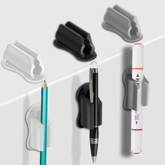 Adhesive Pen Holder for Wall Pencil Holder for Desk Organizer, 6Pack Silicone Pen Holders for Clipboard, Marker Holder Sticky Pen Holder for Desk Accessories, Office Supplies (2black+2white+2grey)-BrightBean Baby