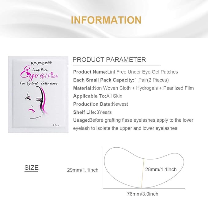 Under Eye Gel Pads Eyelash Extension Pads Lint Free DIY False Eyelash Lash Extension Makeup Eye Gel Patches Pack (50)-BrightBean Baby