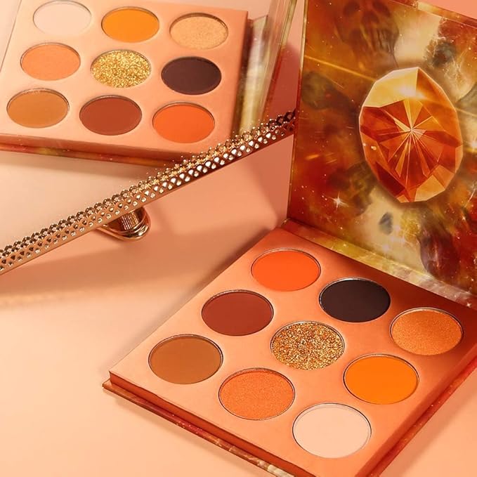 docolor Eyeshadow Palette 9Colors Orange Eyeshadow Gemstone Shadow Palettes Highly Pigmented Mattes Shimmers Smokey Glitter Cream Colorful Powder Blendable Long Lasting Waterproof Makeup Palette-BrightBean Baby