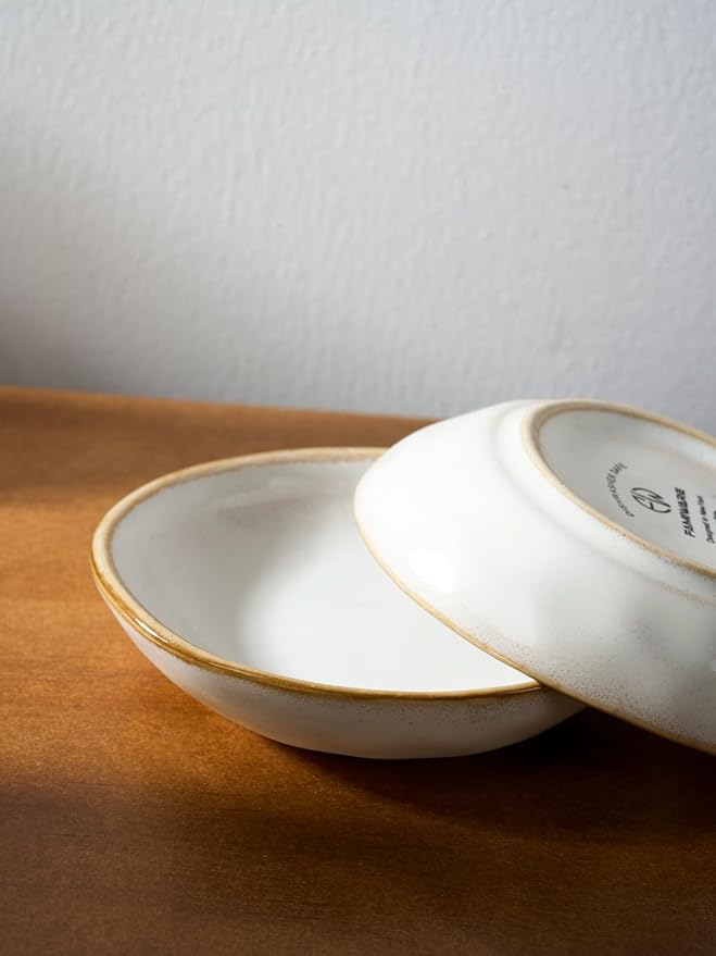 famiware Ocean Soy Sauce Dishes of 6, Oval Dipping Sauce Cups/Bowls/Dishes for Kitchen, 2.1oz Ceramic Small Bowls for Side Dish, Appetizers, Snacks, and Sushi, Reactive Glaze, Cappuccino White