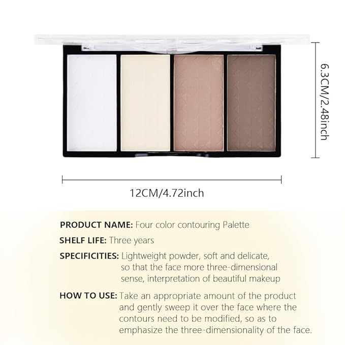 4-Color Contour Makeup Palette, Blush Highlighter Bronzer Powder Kit, Face Cosmetics Gift Set (02#, 1 Count (Pack of 1))-BrightBean Baby