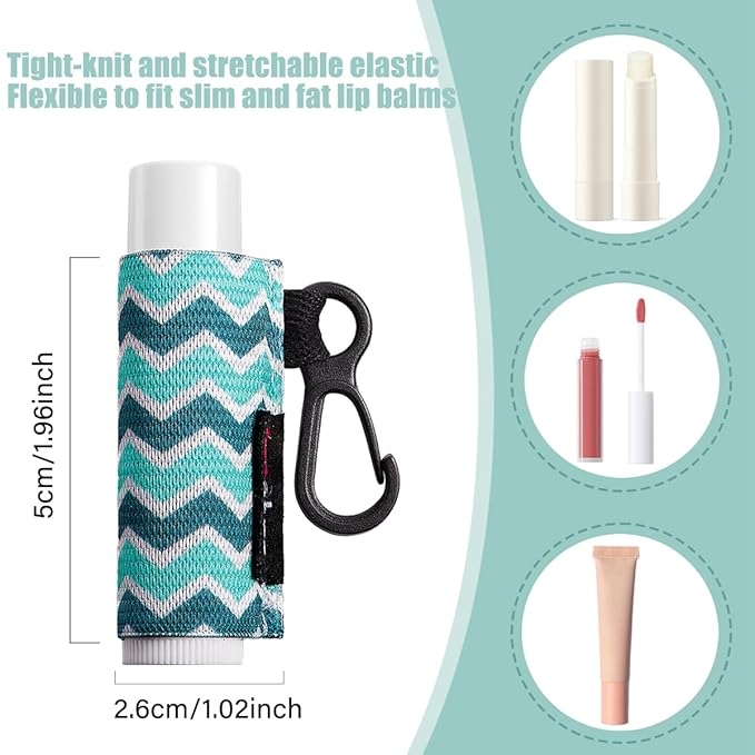 5pcs Lip Balm Holder Keychain Lipstick Sleeves Chapstick Lip Gloss Holder Keychain Elastic Sleeves for Men Women(Wave/Flower/Leo)-BrightBean Baby