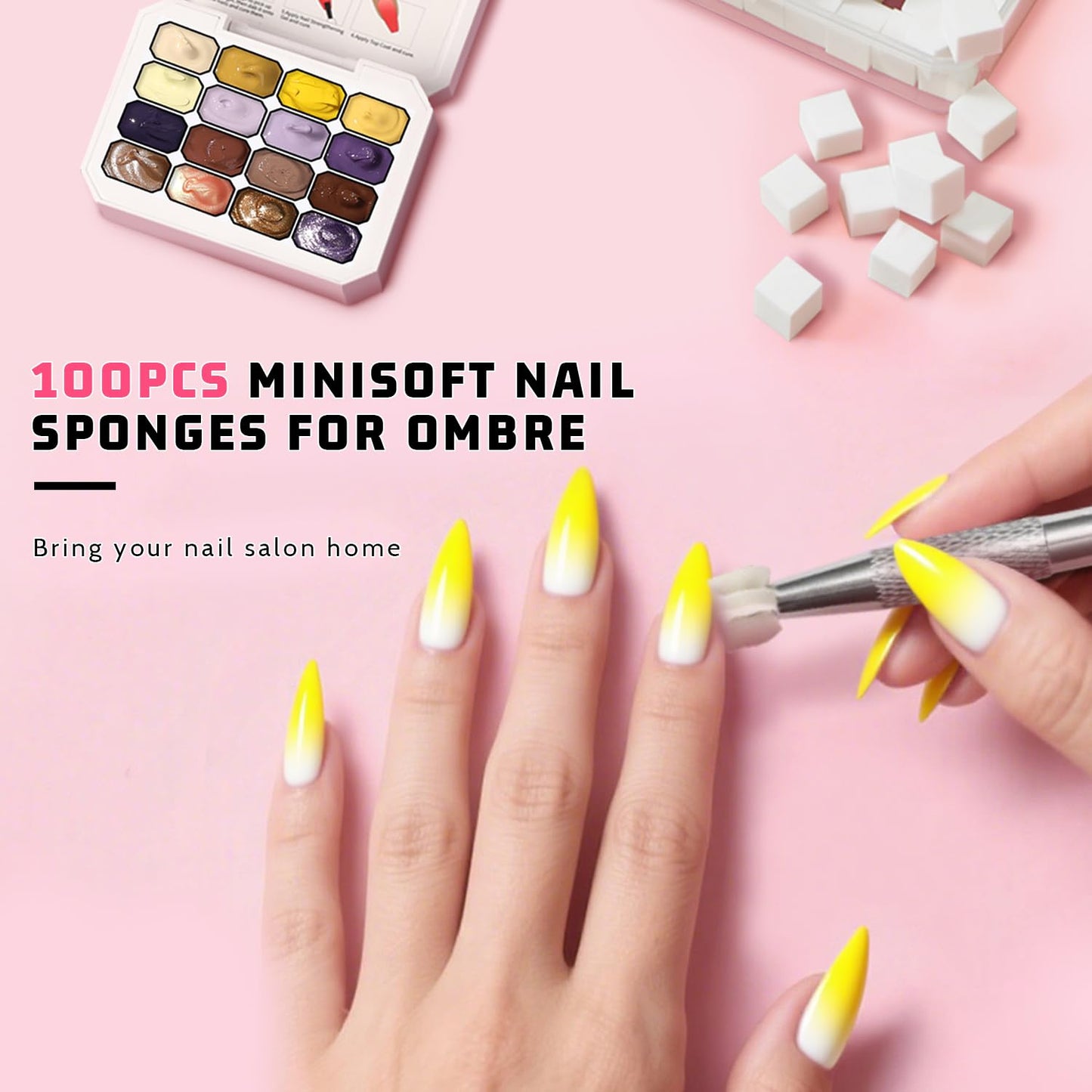 Sponge Pat Paint Nail Gel, Ombre Nails Gradient Gel Nail Blush Blooming Aura Nails Drawing Stripper Floral Painting DIY Nail Art, No Wipe, UV/LED Curing (16 Colors K)-BrightBean Baby