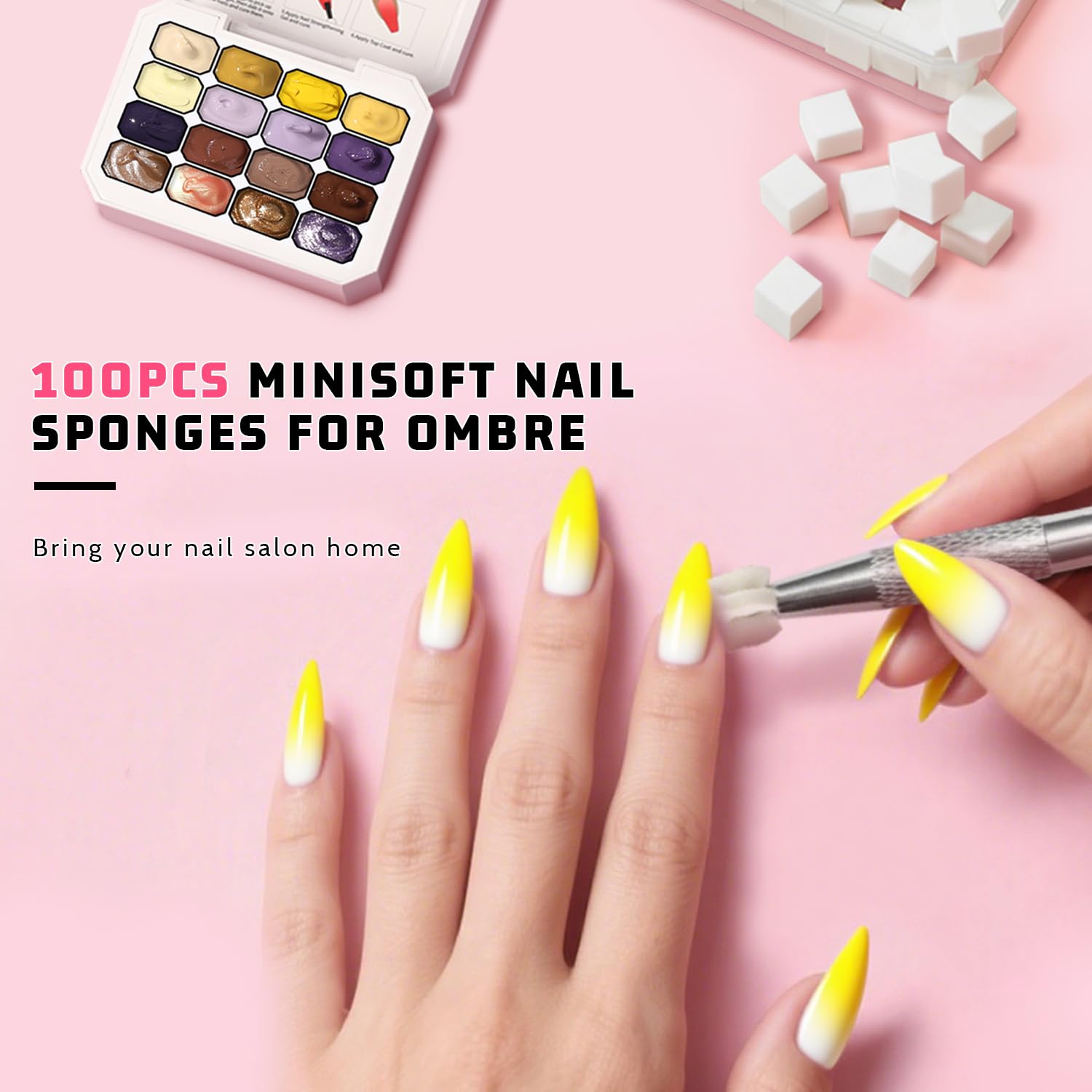 Sponge Pat Paint Nail Gel, Ombre Nails Gradient Gel Nail Blush Blooming Aura Nails Drawing Stripper Floral Painting DIY Nail Art, No Wipe, UV/LED Curing (16 Colors K)-BrightBean Baby