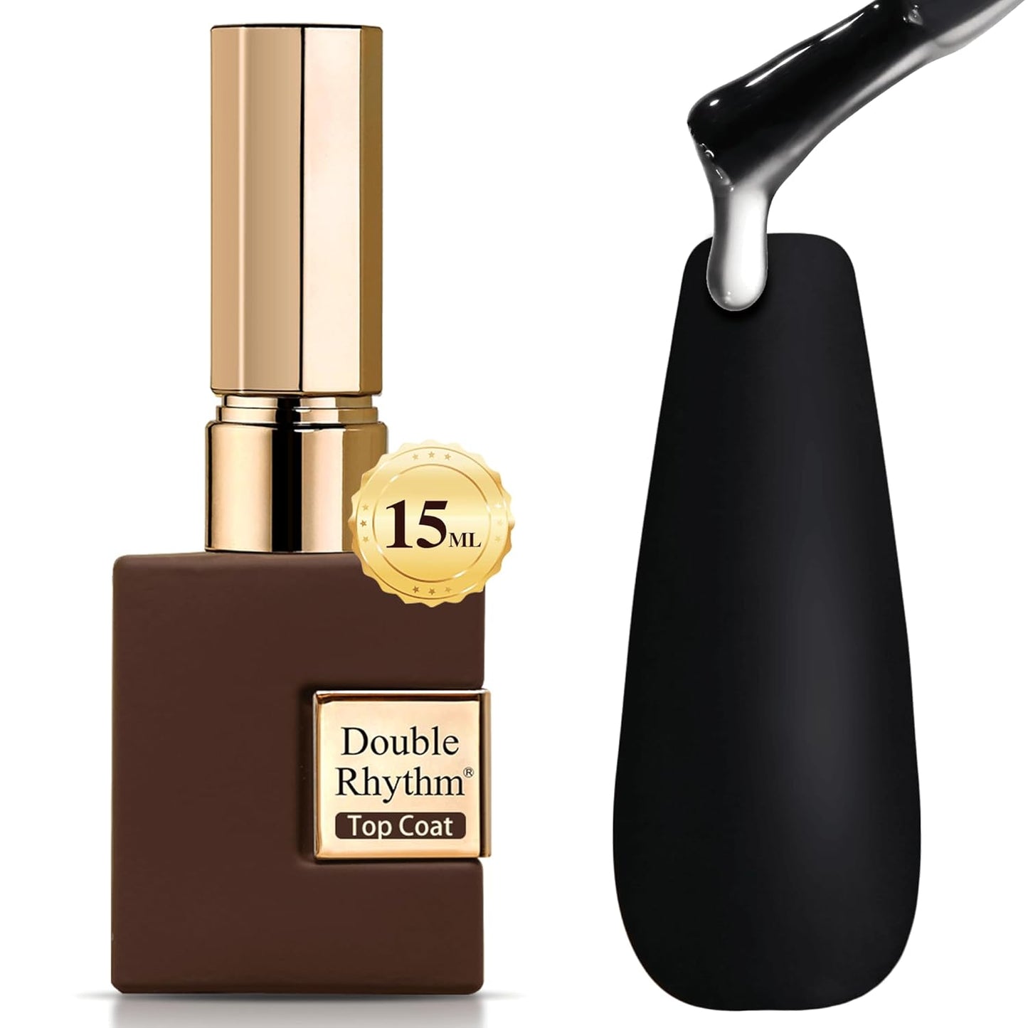 Double Rhythm 15ML No Wipe Gel Top Coat Base Coat Iridescent Glitter Shimmer 2 in 1 Nail Polish Soak Off Manicure DIY Home Salon (Matte Top Coat)-BrightBean Baby