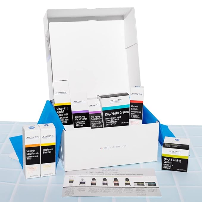 YEOUTH Skin Care Set: Retinol Serum with Hyaluronic Acid, Vitamin C & Super Face Serum, Cleanser, Toner, Eye Gel, Neck Cream, Face Cream 8-Piece Skincare Kit For Women-BrightBean Baby