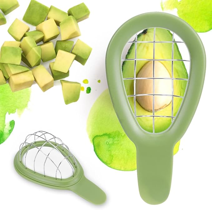 Watris Veiyi Avocado Cutter, Avocado Cube Maker, Fruit Avocado Slicer Tool, Cuber Dicer Tool, Cool Kitchen Gadgets, Stainless Steel Cutter Peeler Pitter