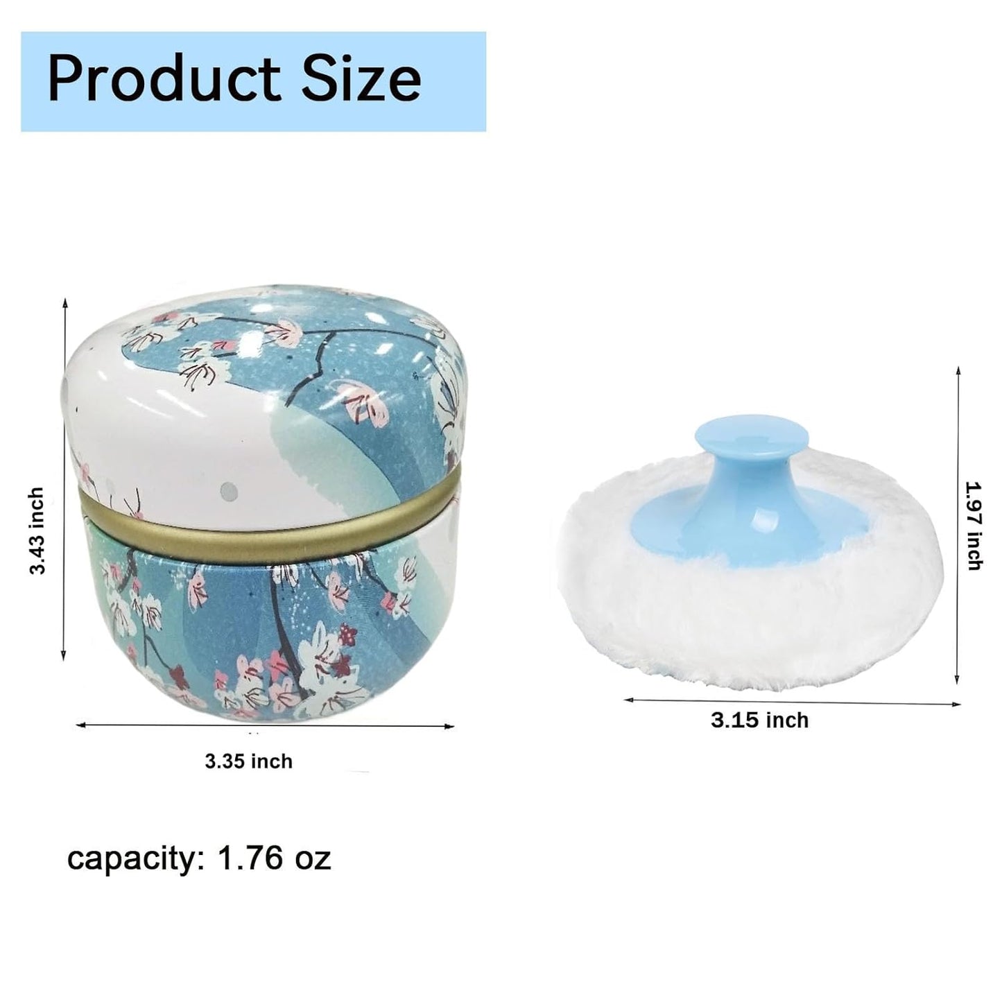 Body Powder Puff and Container, 3.35" Portable Dusting Powder Container with Soft Puff Loose Powder Case Box Jar with Lids for Baby Women Home and Travel Use-BrightBean Baby