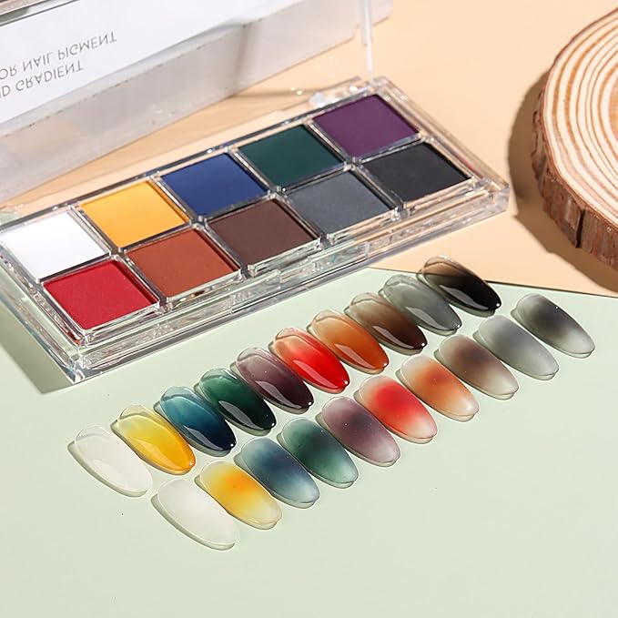 10 Colors Solid Fluorescent Neon Pigment Powder Set Gradient Iridescent Aurora Mermaid Pearl Glitter Dust Kit for Home Salon Nail Art Designs-BrightBean Baby