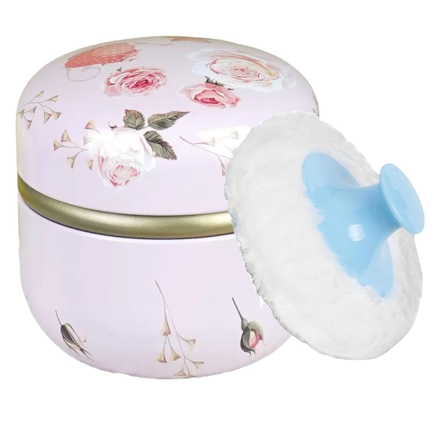 Body Powder Puff and Container, 3.35" Portable Dusting Powder Container with Soft Puff Loose Powder Case Box Jar with Lids for Baby Women Home and Travel Use-BrightBean Baby