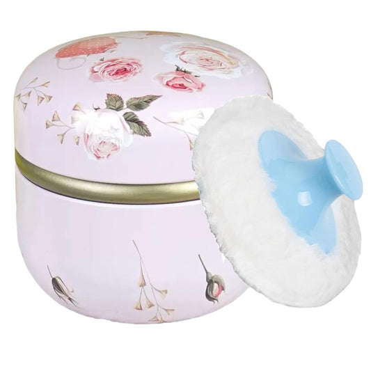 Body Powder Puff and Container, 3.35" Portable Dusting Powder Container with Soft Puff Loose Powder Case Box Jar with Lids for Baby Women Home and Travel Use-BrightBean Baby