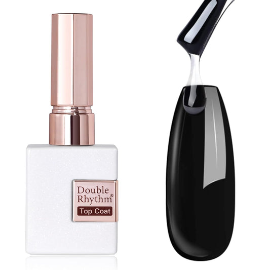 Double Rhythm 15ML No Wipe Gel Top Coat Base Coat Iridescent Glitter Shimmer 2 in 1 Nail Polish Soak Off Manicure DIY Home Salon (Clear)-BrightBean Baby