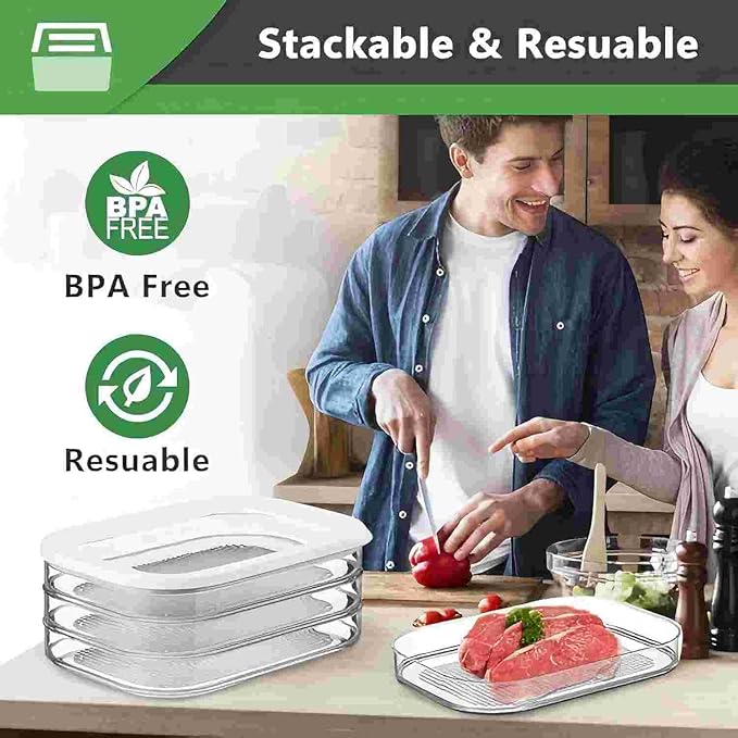 Deli Meat Container for Fridge, Stackable Lunch Meat Container for Refrigerator, Transparent Deli Meats Containers with Lid for Cold Cuts,Salami, Meal Prep Containers, BPA Free, 3pcs