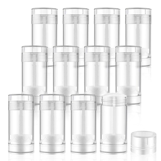 12 Pieces 15g Clear Plastic Deodorant Containers,Empty 1/2 oz Travel Lip Balm Tubes,Refillable Twist-UP Solid Perfume Tubes,Lipstick Tubes for DIY-BrightBean Baby