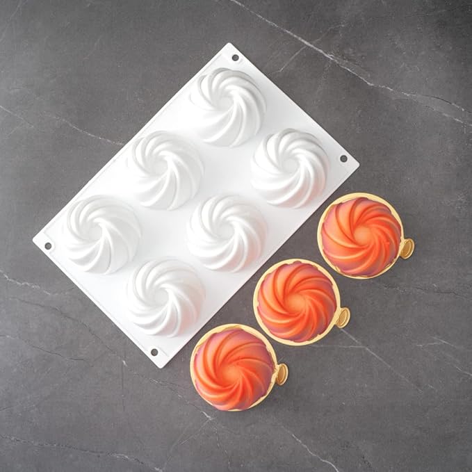 Pastry Tek 6 Cavities Mini Bundt Cake Pans, 10 Oven-Ready Mini Fluted Tube Cake Pans - Flexible, Freezable, White Silicone Baking Molds, Easy Release, For Baking Cupcakes or Donuts - Restaurantware