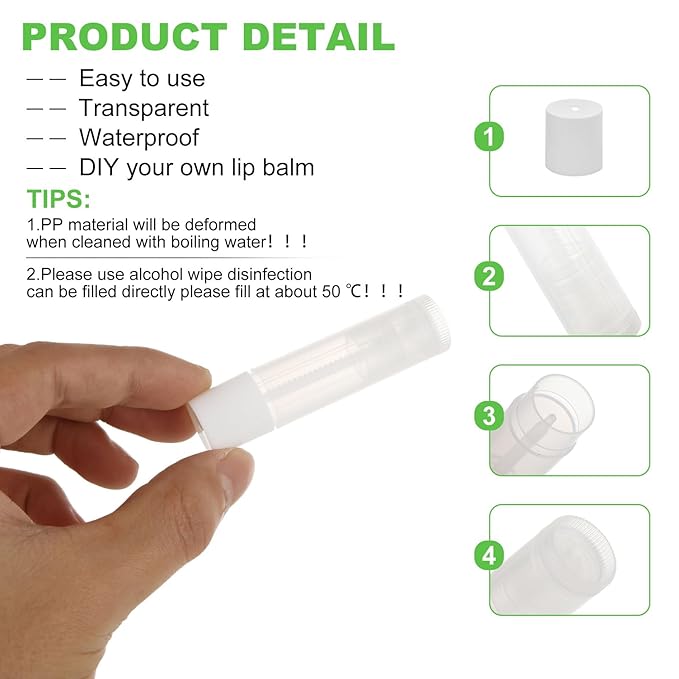 Lip Balm Tubes with Filling Tray and Spatula, 100PCS 5ml White Lip Balm Containers with White Caps, DIY Lip Care Balms Making Tray and Spatula for Women Girl Cosmetics Makeup-BrightBean Baby